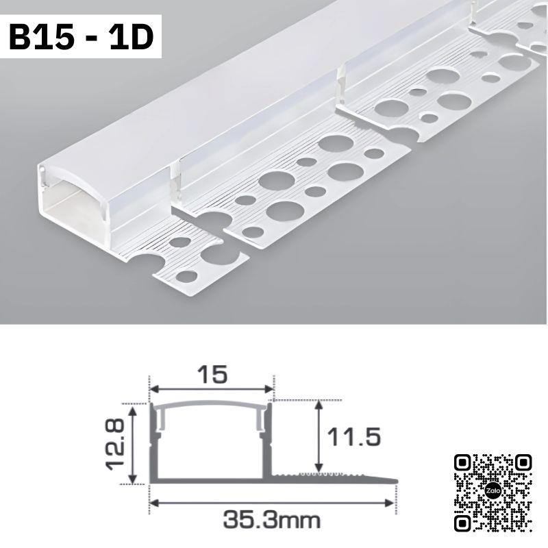 Thanh Nhôm Giấu Viền Uốn Cong Dài 1m5 | B15-1D